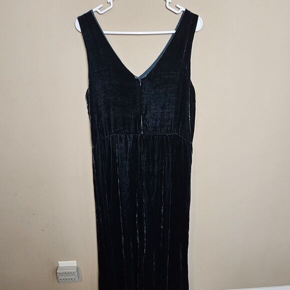 Love Johnny Was Cropped L Green Velour Silk Rayon Blend Jumper Jumpsuit Holiday - Picture 7 of 12